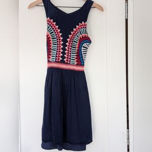 Navy Geometric Patterned Dress